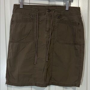 Casual Brown Drawstring Skirt Cargo Straight Cut Mini Skirt COTTON